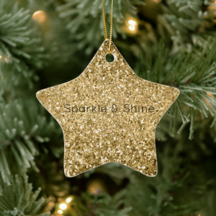 Glitzy Gold Glam Glitter Sparkle Ceramic Ornament