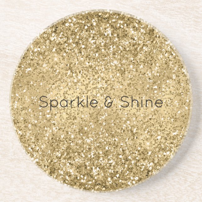Glitzy Gold Glam Glitter Sparkle       Coaster (Front)
