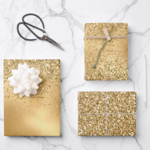 Glitzy Gold Glam Glitter Sparkle      Wrapping Paper Sheet
