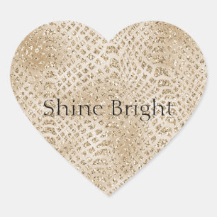 Glitzy Gold Glam Snake Skin Heart Sticker