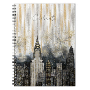 Glitzy Gold Silver Celebrate City Notebook