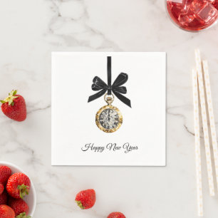 Glitzy Gold Silver New Year Midnight Hour   Napkin