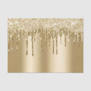 Glitzy Gold Sparkle Glitter Drips Birthday Tissue Paper