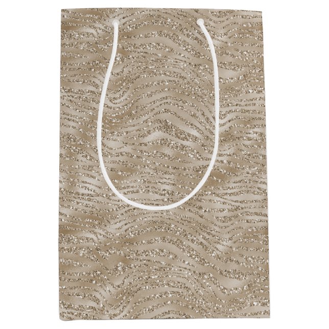 Glitzy Gold Zebra Print Medium Gift Bag (Front)
