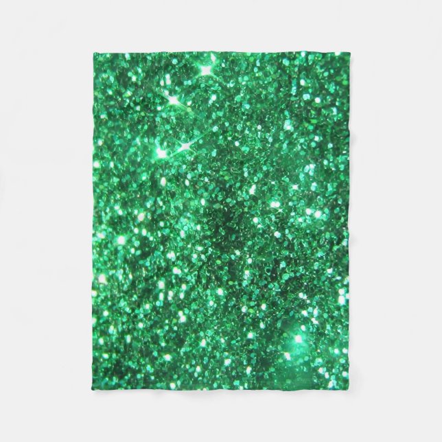 Glitzy Green Glitter Fleece Blanket (Front)