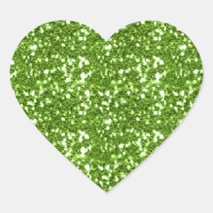 Glitzy Green Glitter Heart Pattern Gifts Heart Sticker