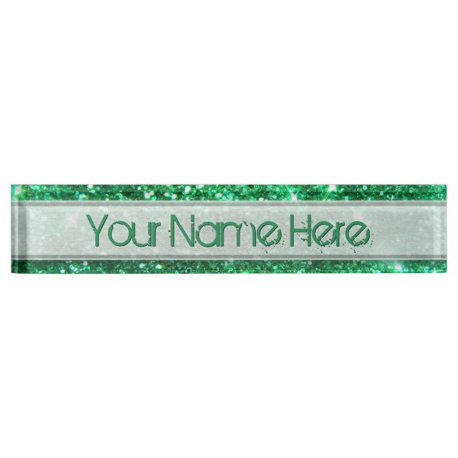 Glitzy Green Glitter Nameplate (Front)