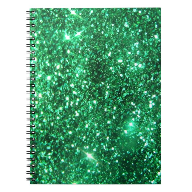 Glitzy Green Glitter Notebook (Front)