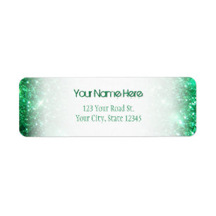 Glitzy Green Glitter Return Address Label