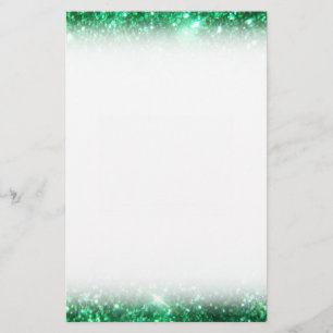 Glitzy Green Glitter Stationery