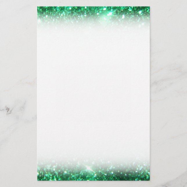 Glitzy Green Glitter Stationery (Front)