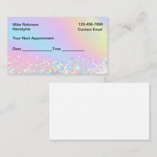 Glitzy Hairstylist Customer Appointment Cards (Front/Back)