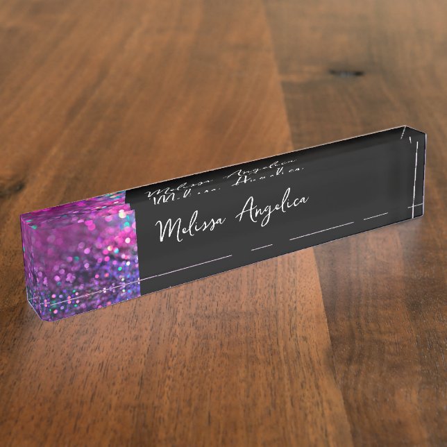 Glitzy Ladies Bling Monogram  Nameplate (Side)