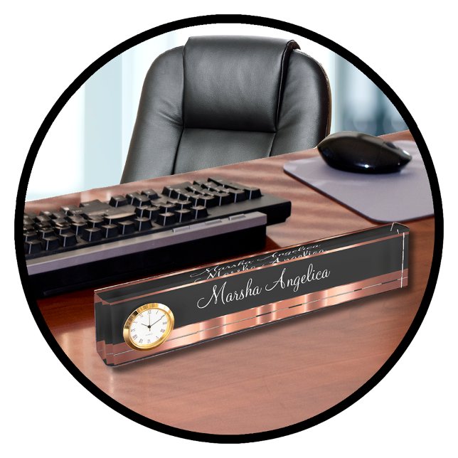 Glitzy Ladies Monogram Rose Gold Colour Design Nameplate (Creator Uploaded)
