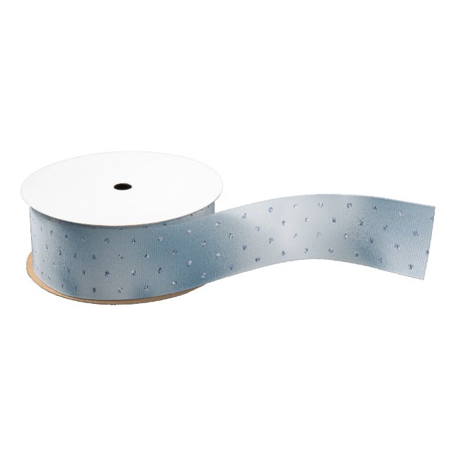 Glitzy Light Blue Polka Dots Grosgrain Ribbon (Spool)