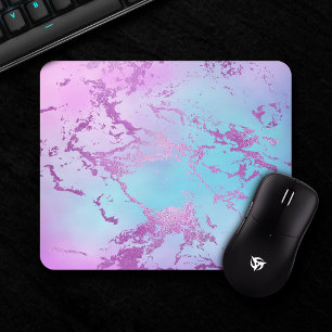 Glitzy Marble   Girly Glam Pink Blue Purple Ombre Mouse Pad