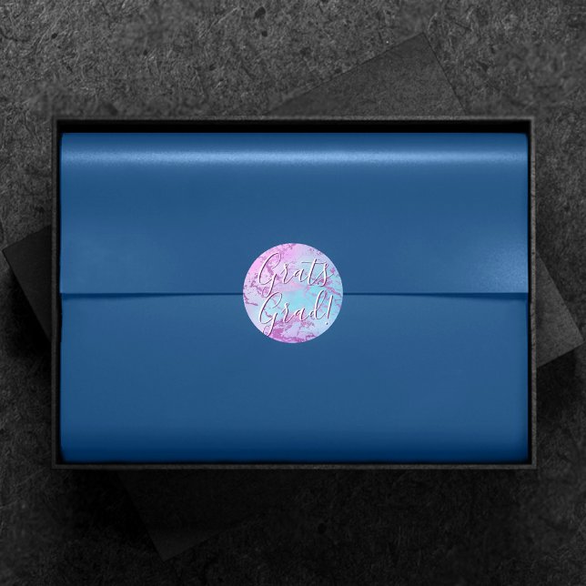 Glitzy Marble | Pink and Blue Gradient Graduation Classic Round Sticker (Creator Uploaded)