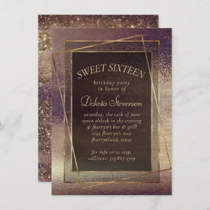 Glitzy Minimalism   Dusty Burnt Orange Sweet 16 Invitation