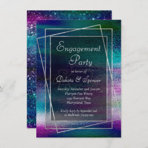 Glitzy Minimalism   Holographic Engagement Dinner Invitation