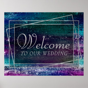 Glitzy Minimalism   Holographic Iridescent Welcome Poster