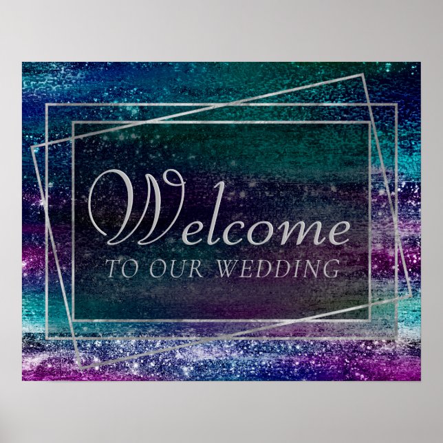 Glitzy Minimalism | Holographic Iridescent Welcome Poster (Front)