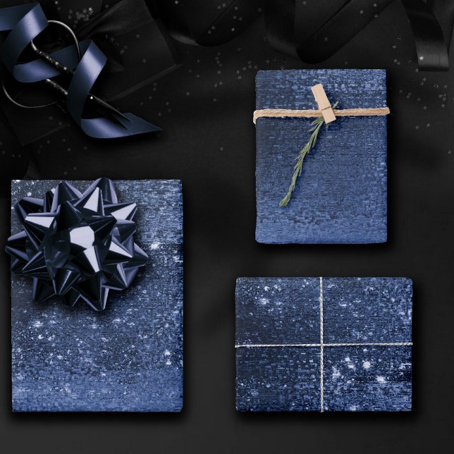 Glitzy Minimalism | Navy Blue Dark Glitter Sparkle Wrapping Paper Sheet (Creator Uploaded)