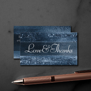 Glitzy Minimalism Navy Blue Glitter Thank You Enclosure Card