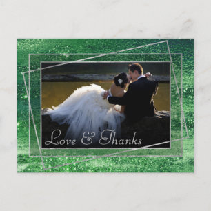 Glitzy Minimalism Neo Mint Green Photo Thank You Postcard