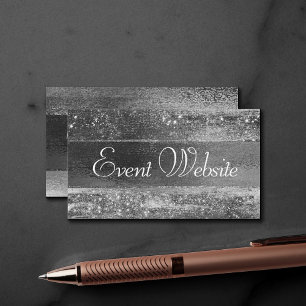 Glitzy Minimalism Silver Wedding Details Website Enclosure Card