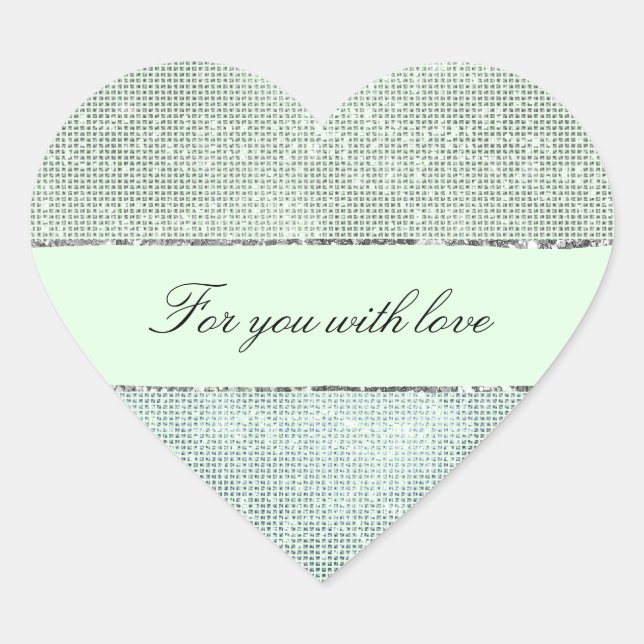 Glitzy Mint Sparkle Heart Sticker (Front)
