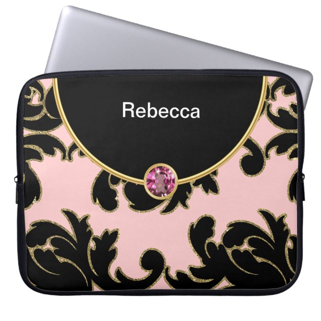 Glitzy Monogram Laptop Sleeve (Front)