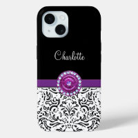 Glitzy Monogram Trendy Rhinestone Damask