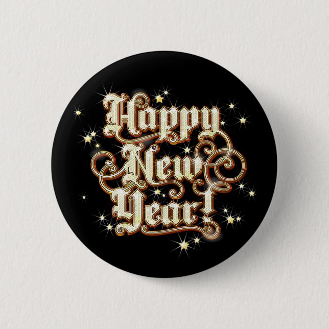 Glitzy New Year 6 Cm Round Badge (Front)