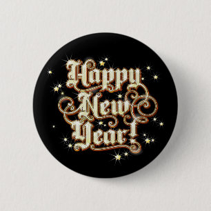 Glitzy New Year 6 Cm Round Badge