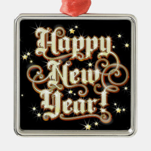 Glitzy New Year Metal Tree Decoration