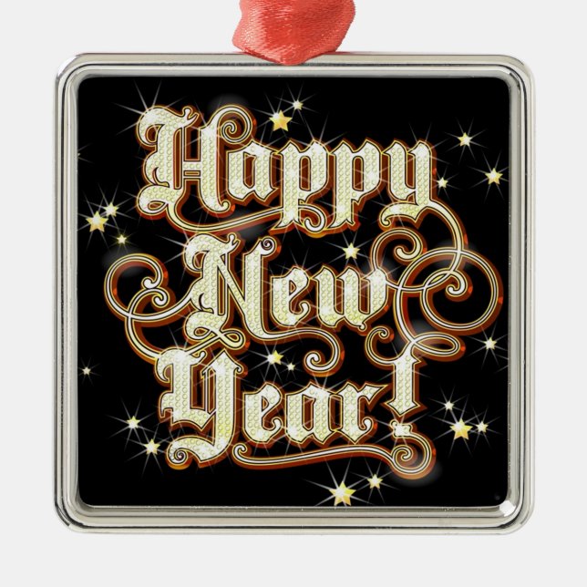 Glitzy New Year Metal Tree Decoration (Front)