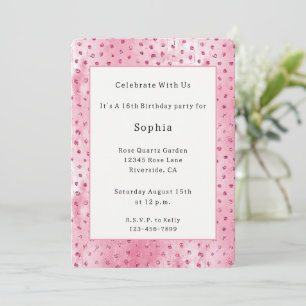 Glitzy Pink Dots Birthday Invitation