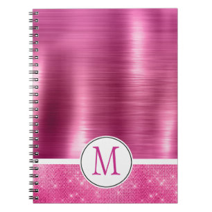 Glitzy Pink Glam Sparkle Monogram Notebook