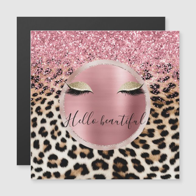 Glitzy Pink Glitter Gold Eyelashes Leopard     (Front/Back)