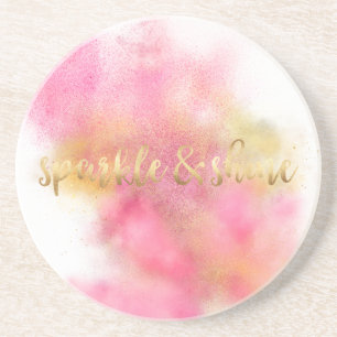 Glitzy Pink Gold Sparkle and Shine Coaster