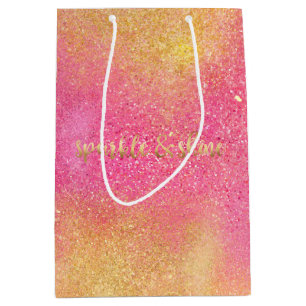 Glitzy Pink Gold Sparkle and Shine Medium Gift Bag