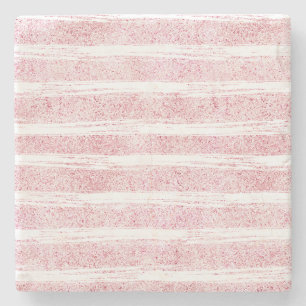 Glitzy Pink Stripes Stone Coaster