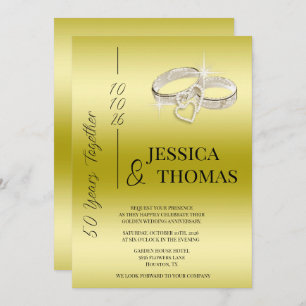 Glitzy Posh 50th Golden Wedding Anniversary Invitation