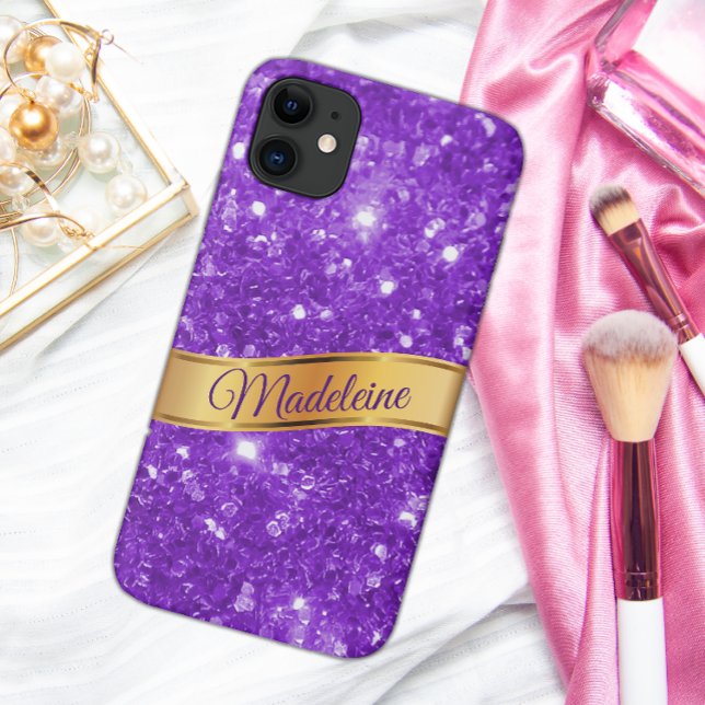Glitzy Purple Custom Name iPhone Case (Creator Uploaded)