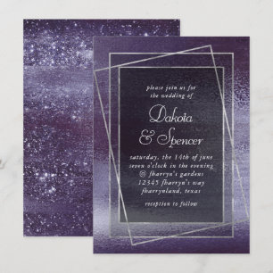 Glitzy Purple Glitter   Foil Sparkle Glam Wedding Invitation