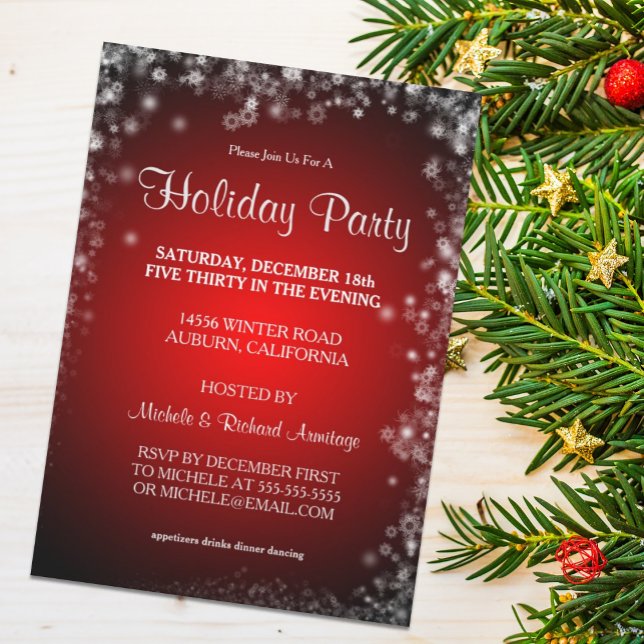 Glitzy Red Holiday Party Invitation (Creator Uploaded)