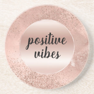Glitzy Rose Blush Pink Sparkle Coaster