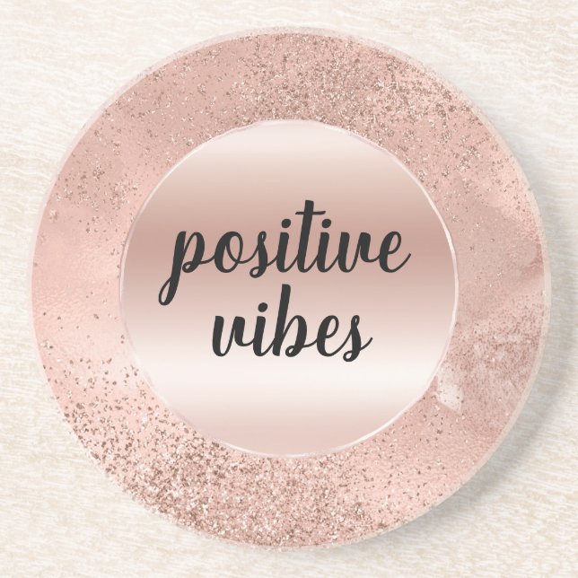 Glitzy Rose Blush Pink Sparkle        Coaster (Front)