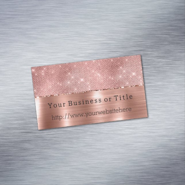 Glitzy Rose Gold Sparkle Magnetic Business Card (In Situ)