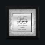 Glitzy Silver & Black 25th Wedding Anniversary    Gift Box<br><div class="desc">Beautiful romantic, elegant glitzy and sparkly 25th Wedding Anniversary gift box. With a shiny glittery sequin silver border frame over a double silver and single black background..This example is for a 25th Silver Wedding Anniversary but can be used for any event. All text, font and font colour is fully customisable...</div>